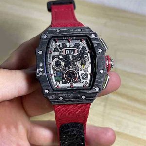 Carbon Hongle Watch Date Richamill Fiber J-Dimension Machine Watch Mens Black Technology Luxury Meter Magic Same Hand Mill 056