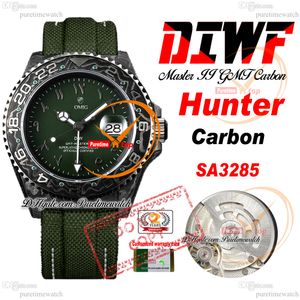 Carbon Hunter SA3285 Automatische heren Watch DiWF V2 Groen Arabisch script Dial Nylon Strap Super Edition dezelfde seriële kaart Puretime reloj HOMBRE MONTRE Hommes Ptrx