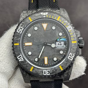 Carbon heren automatische mechanische horloges canvas band 40 mm horlogeontwerper saffier waterdichte lichtgevende horloges