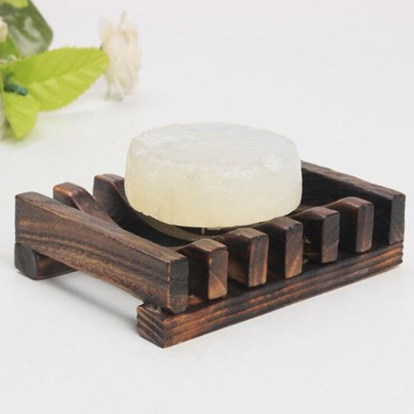 Plats de savon en bois carbonisé Porte-savon résistant à l'humidité Fournitures d'étagère de savon Traitement des conservateurs personnalisés à la main vert en gros HHE1452