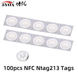 Carte 100pcs NFC Tag Sticker 13.56 MHz 213 Étiquette universelle RFID Tag Key Tags Ultralight Token Patrol