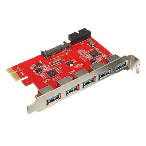 Carte 5 Ports PCI-E USB 30 HUB 20 broches 15 broches adaptateur SATA rouge Efude