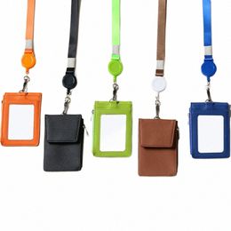 Porte-badge de carte avec lonyard Style Carabiner PU Leather id nom de lonyard étiquette de cartes multifuptiales sac de clés de bureau de bureau 04ei #