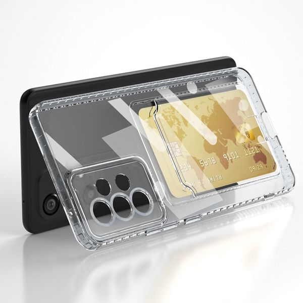 Étuis de poche pour sac de cartes pour Xiaomi 13 Lite 13T Redmi 13C 12C A3 Note 13 Pro Plus TPU souple Huawei Honor 90 Lite 8X X8A X9A X7A Nova 11 Pro Clear Card Slot Airbag Housse antichoc