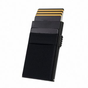 Étui à cartes avec porte-carte de crédit Pocket Pocket Portefeuille mince pour 5-7 Cartes Cartes avec portefeuille RFID Mini portefeuille intelligent en aluminium P8WV #