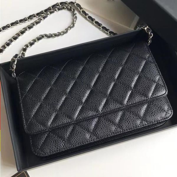 Carte Designer Box Holder 9a dames fashion épaule Caviar Coin Quality Chain authentique sac monte