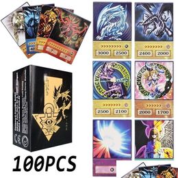Jeux de Cartes 100Pcs Yu-Gi-Oh Style Cartes Blue Eyes Dark Magician Exodia Obelisk Slifer Ra Yugioh Dm Classic Proxy Diy Kids Gift Drop D Dh1Az