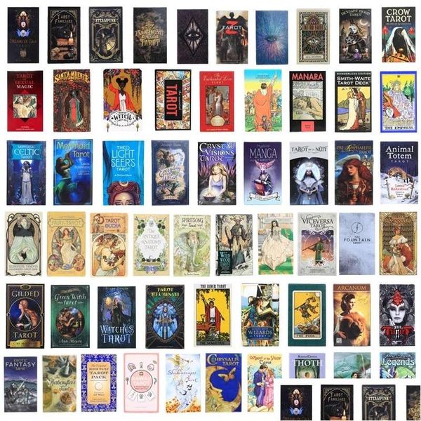 Jeux de cartes 200 cartes de tarot de style Oracle Golden Art Nouveau La sorcière verte Celtic Thelema Steampunk Board Deck Drop Delivery Toys Gi Dhrkt