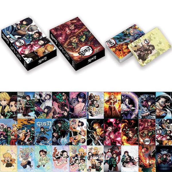 Juegos de cartas 30 hojas/juego Demon Slayer Kimetsu No Yaiba tarjeta Mini postal tarjetas de felicitación foto tarjeta regalo colección R230821