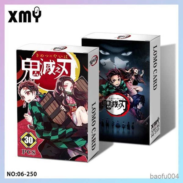 Juegos de cartas 30 unids/caja Anime Demon Slayer Kimetsu No Yaiba Cards Artbook regalo Cosplay Props libro papelería Set R230821