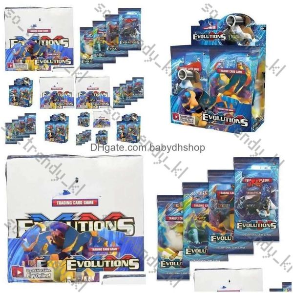 Juegos de cartas 324 PCS Poke Tarjetas TCG XY Evolutions Booster Display Box 36 Packs Game Kids Collection Juguetes Regalos Drop entrega Regalos 660