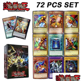 Jeux de cartes 72pcs Yuh Lettre holographique en anglais Dark Magician Girl Blue Eyes Collection Yu Gi Oh Xyz Monster Trading Game Drop de Dh0Rz