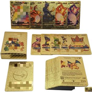 Jeux de cartes Elf de dessin animé bronzant cartes en feuille d'or bataille livraison directe jouets cadeaux Puzzles Dhpxb