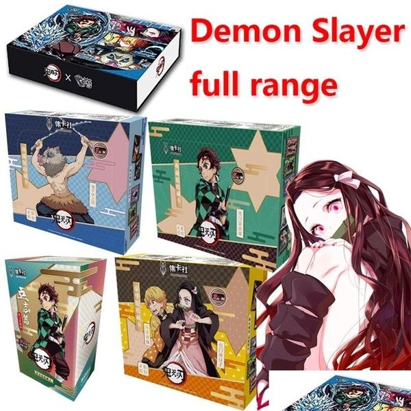 Juegos de cartas Demon Slayer Cards Collection Tcg Packs Booster Box Nezuko Table Playing Kids Toys Regalo de cumpleaños 221025 Drop Delivery Gif Dhj6B