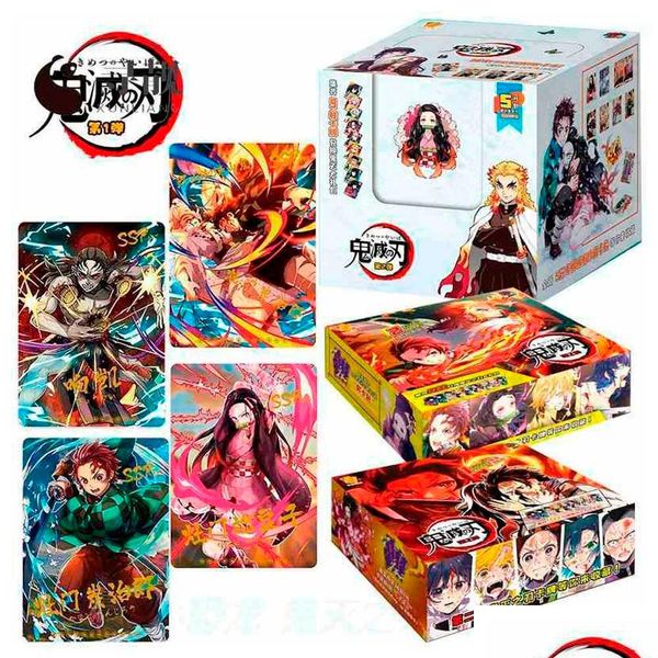 Juegos de cartas Demon Slayer No Yaiba Paper Letters One Children Colección de personajes periféricos Regalo para niños Jugar Juguete Drop Delivery Toys Dhnrs