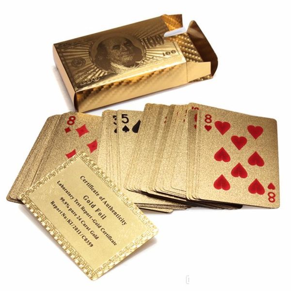 Juegos de cartas Originales Impermeables Lujo 24K Gold Foil Plateado Poker Premium Mate Plástico Juegos de mesa Naipes para la colección de regalos D Dhkpg