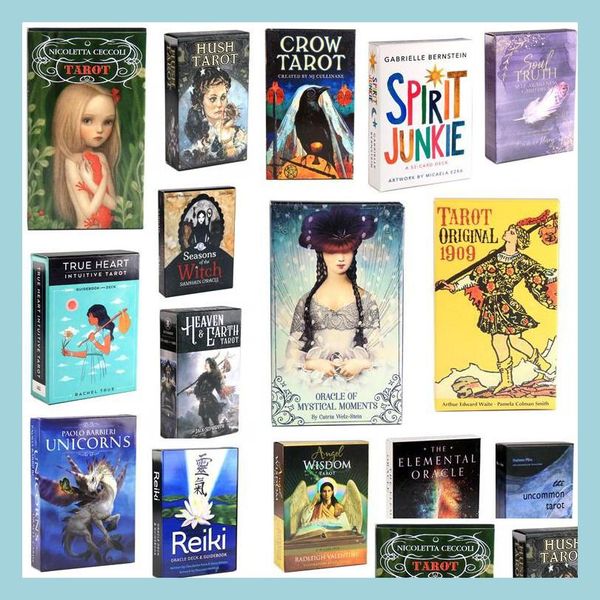 Juegos de cartas Tarot Deck Cards Fortune Golden Telling Game Toys Art Nouveau The Green Witch Celtic Thelma Steampunk Board Wholesale Drop Dhvnp