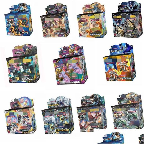 Jeux de cartes Vente en gros 360pcs Collections de divertissement Jeu de société Cartes de combat Elf Anglais Français Espagnol Collection pour enfants Jouets Drop D Dhrsm