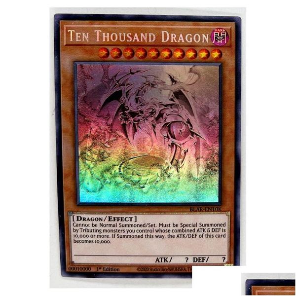 Juegos de cartas Yu Gi Oh 10000Ser Ten Thousand Dragon Francés Alemán Diy Colorf Juguetes Aficiones Hobby Coleccionables Juego Colección Tarjetas Drop Dhaj9