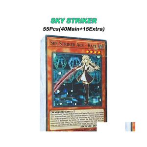 Juegos de cartas Yu Gi Oh Juego de mesa 55 Pcs / Set Yugioh Cards Sky Striker Ace Deck Versión en inglés Jugando con Tin Box T220905 Drop Delive Dhcnb