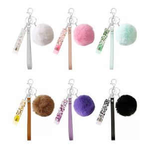 Kaartgreep Keychains For Long Nails Acryl Debit Bank Cards Grabbers Key Chain Women ATM Pom Poms Ball en Plastic Clip 6 Colors