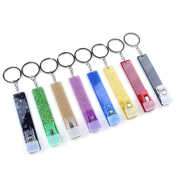 Charme de téléphone porte-clés carte Grabber sans boule de poils ménage mignon cartes de crédit extracteur pompon mini porte-clés acrylique banque de débit pour ongles longs Atm porte-clés en fourrure de lapin