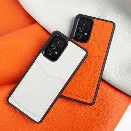 Hauteur de cartes Étui en cuir authentique pour Samsung Galaxy A53 S22 S21 S20FE A13 5G A52 A51 A50 A71 A72 Note20ultra Couverture de téléphone mobile