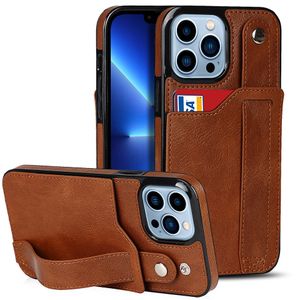 porte-cartes étui de téléphone en cuir avec dragonne pour iphone 11 12 13 pro max, pour iphone 14 étui anneau carte