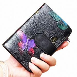 Purse de carte Pourse Bourse Femmes 2024 Vintage Small Wallet Femme 3D Match Modies Purse en cuir mini sac d'embrayage à chute de vache R0KB #