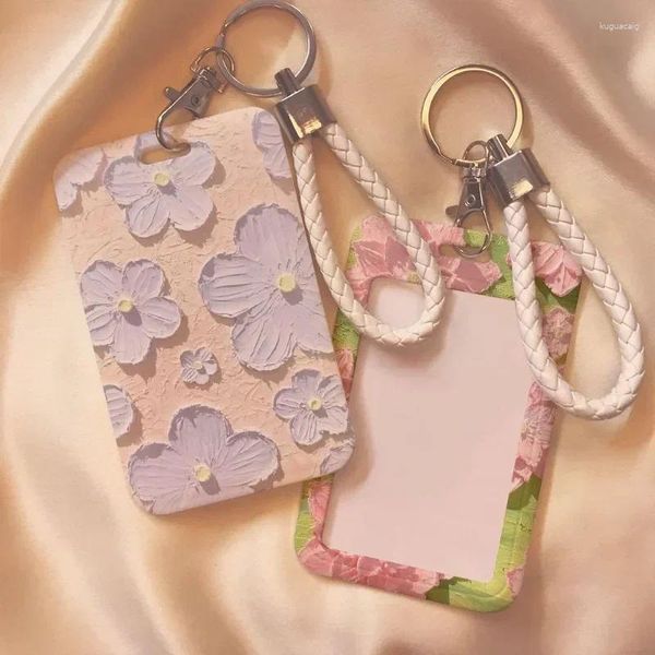 Porte-cartes 1 PC Solder de fleurs de style rétro pour femmes mignonnes mignonnes d'étudiants floraux frais