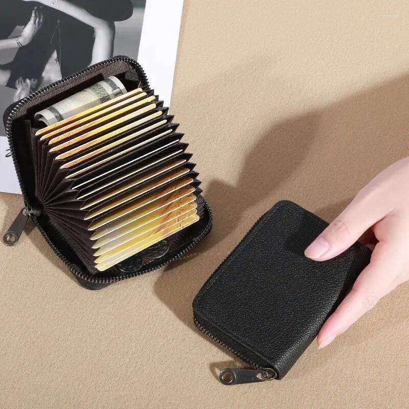Kortinnehavare 20 Detents Cards PU Business Bank Credit Bus ID Holder Cover Coin Pouch Anti Demagnetization Walls Bag Organizer