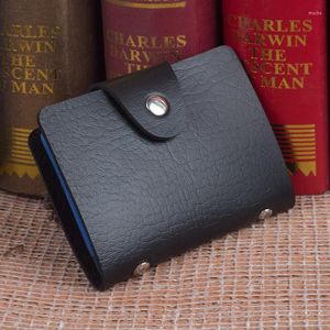 Kaarthouders 24 slothouder PU Leather Slim Bank Credit ID Coin Pouch Case Tas Wallet Organisator Business Clip met knop