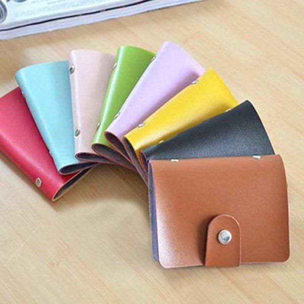 Porte-cartes 24 fentes en cuir PU Slim Bank Credit ID Coin Pouch Case Bag Wallet Organizer Thin Business Clip With Button