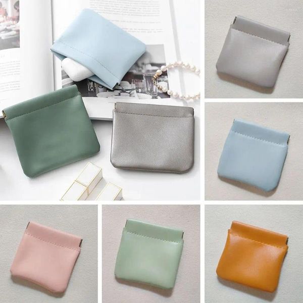 Titulaires de cartes 2pcs Mini pochette colorée écouteurs divers PU cuir dame sac cosmétique manchon