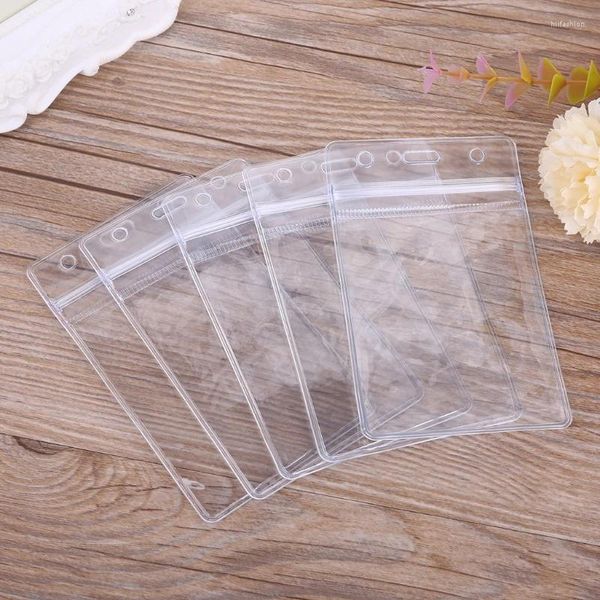 Titulaires de cartes 5pcs Nom Porte-badge Transparent Transparent PVC PVC Vertical Sleeve avec type étanche refermable