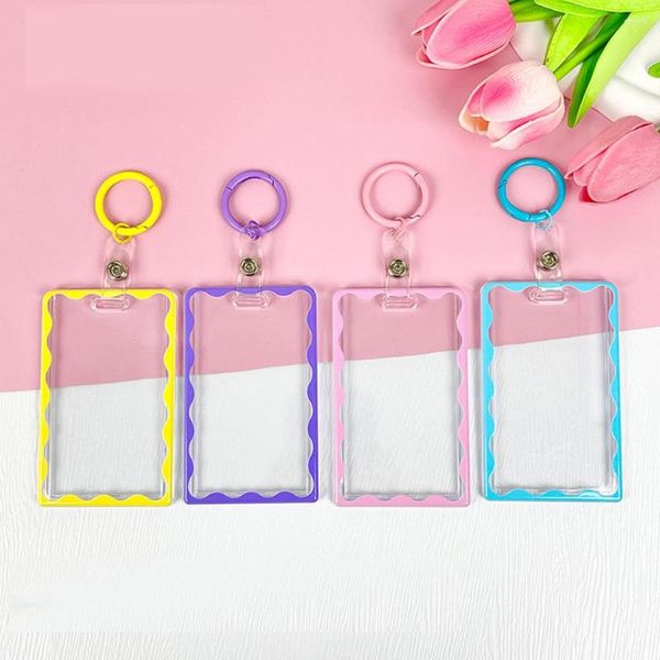 Titulares de tarjetas Acrílico Colorido Mar Ola Cubierta Color Caramelo Manga Transparente Simple Durable Protector Dulce Papelería