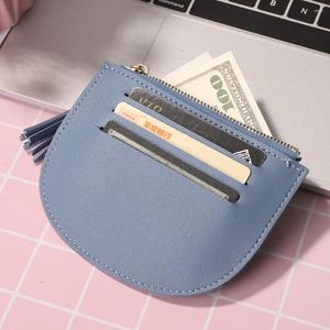 Porte-cartes sacs pour femmes en forme de U mince portefeuille en cuir court porte-monnaie glands mode petit porte-carte d'identité multi-fente pochette