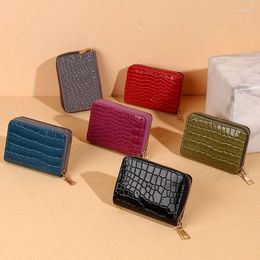 Titulaires de cartes Crocodile Print Business Holder 11 Slots PU Cuir Femmes Zipper Pocket Unisex Case Porte-monnaie