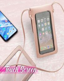 Porte-cartes Cross Body Mobile Phone Phone Sac touchant l'écran Clear Window Mini Purse Cell Pouch Sal998663748