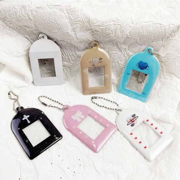 Titulares de tarjetas Cute Korean Holder Cover Key Ring ID Estuche de 1 pulgada Intermitente Estilo brillante Multicolor INS Moda