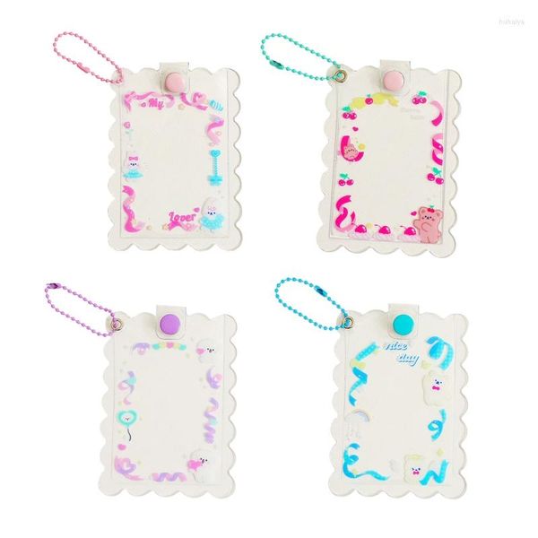 Porte-cartes Mignon Kpop Idol Pocards Stockage Avec Porte-clés Sweet Girls Cartoon PVC Bus Holder Po Manches