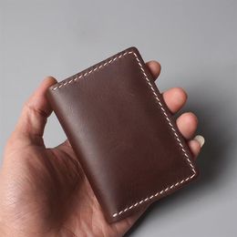 Держатели для карт Дизайнерский минималистичный держатель из натуральной кожи Id Bus Wallet Handmade Case268N