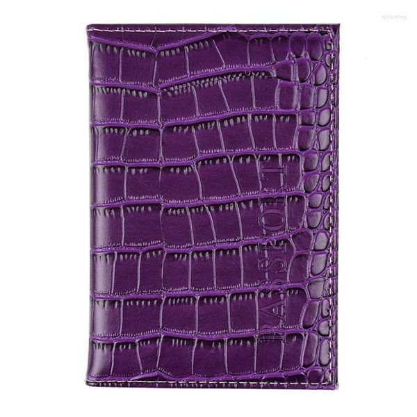 Porte-cartes DIKEDAKU Alligator Pu cuir passeport couverture pour femmes voyage porte-billets étui mignon anglais mot couvre passeports