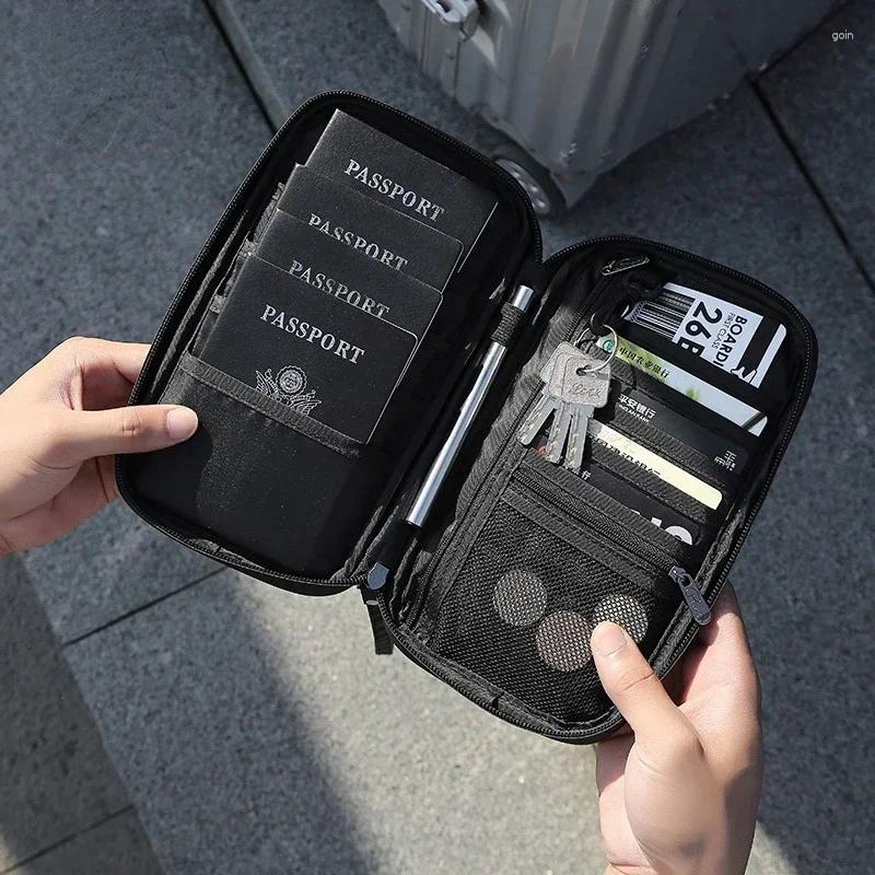 Kortinnehavare Family Passport Holder Portable Storage Påsar Vattentät nylonfodral Organiser Traveltillbehör täcker Dokumentväska Korthållare