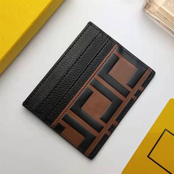 Porte-cartes Mode luxe et commodité cartes sac sandwich 6 emplacements pour cartes avec logo étiquette interne matériau en cuir de veau noir 8205c