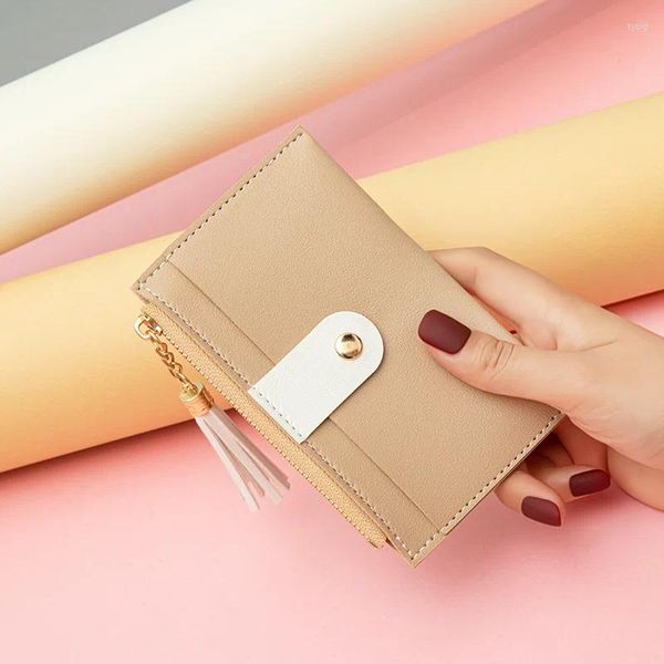 Titulaires de cartes Mode Slim Femmes Portefeuille PU Porte-cuir Court Porte-monnaie ID Candy Couleur Banque Multi Slot