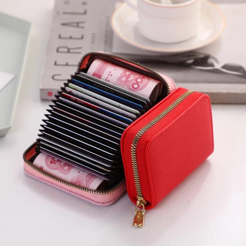 Card Holders Female/male Business Holder Case Black/coffee/pink/red 11/20 Bits PU Leather Wallet Women/men