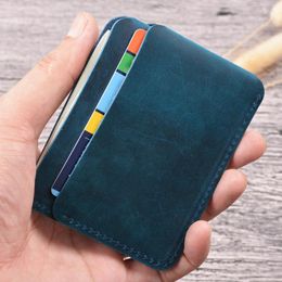 Porte-cartes en cuir véritable porte-carte d'identité de crédit Crazy Horse voyage mini portefeuille rétro vintage porte-monnaie d'affaires