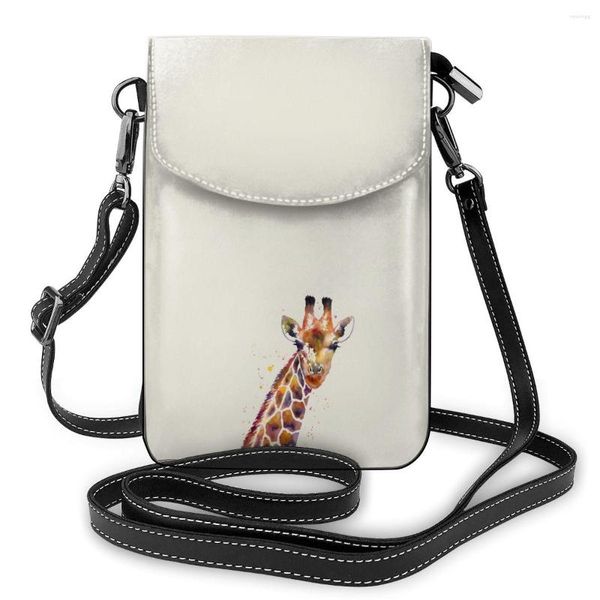 Titulares de tarjetas Bolso de hombro de jirafa Mujer Moda Bolsos de mujer Monedero de oficina de cuero divertido