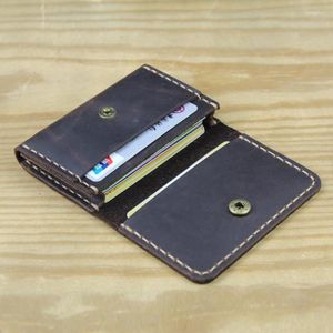 Titulaires de cartes Titulaire de portefeuille en cuir fait à la main Hommes Petit sac à main ID de crédit Femmes Business MC-412